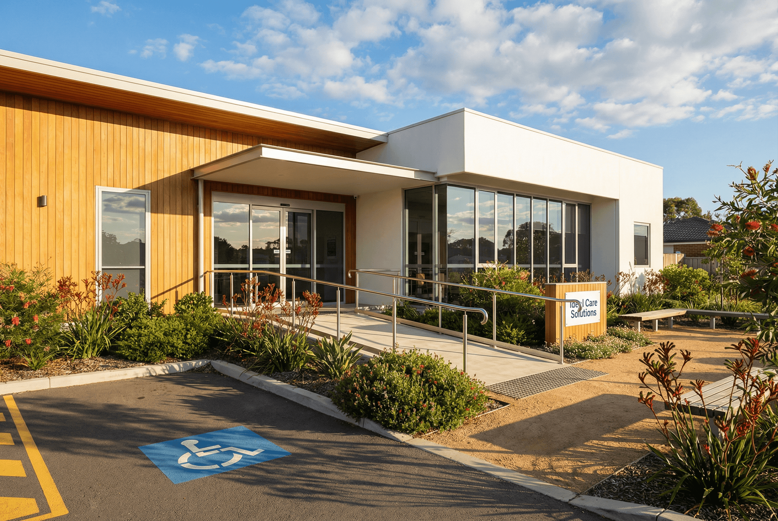 Ideal Care Solutions - Modern facility exterior with accessible entrance